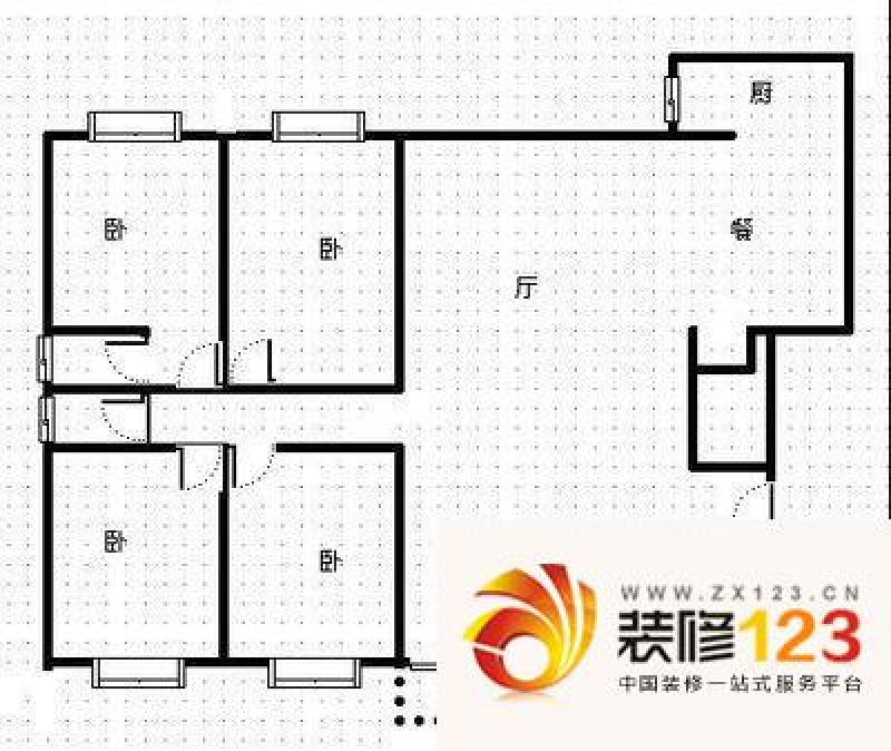 五洲花园户型图户型图 4室2厅2卫.