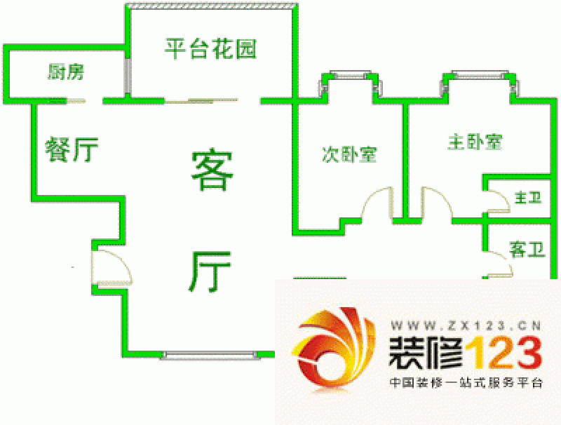 五洲花园户型图户型图 4室2厅2卫.