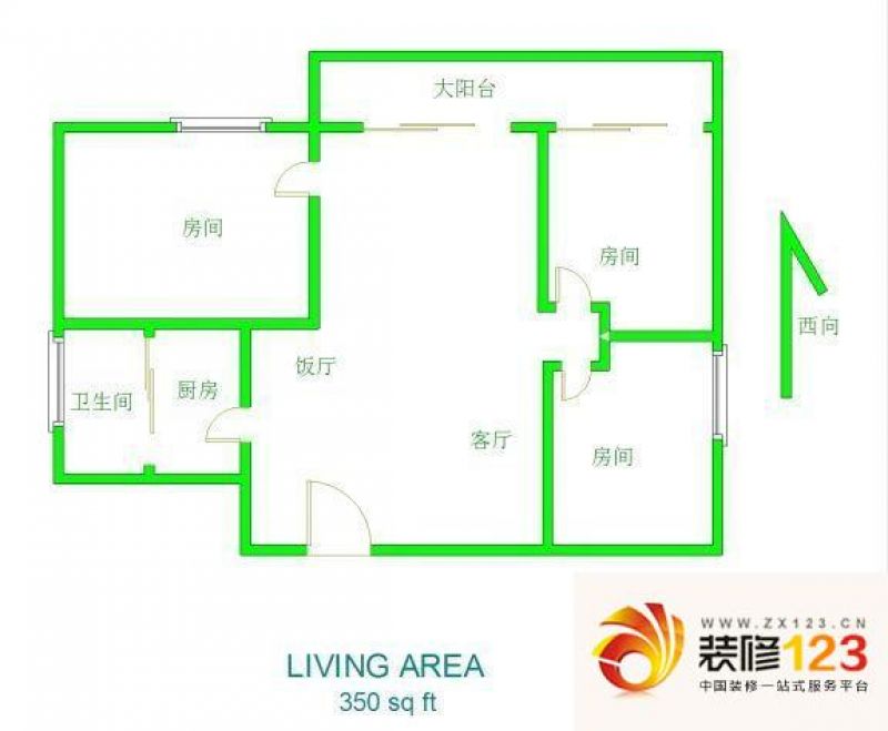 恒仕大厦户型图3室2厅户型图 3.