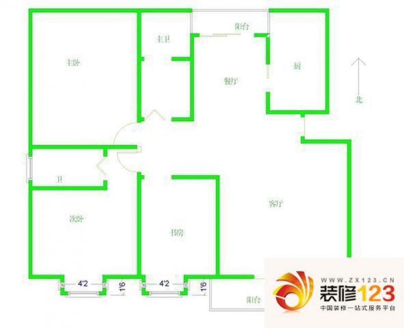 绿洲花园户型图户型图 3室2厅2卫 .