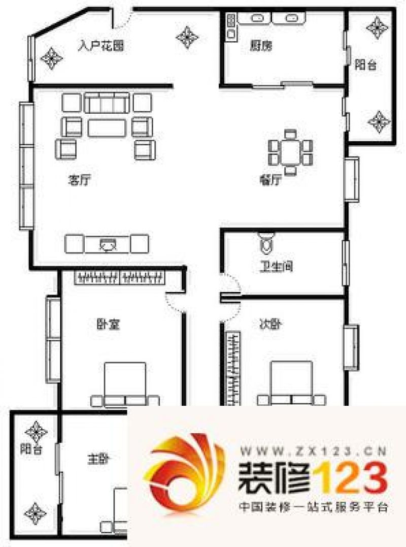 融城理想户型图户型图 3室2厅2卫 .