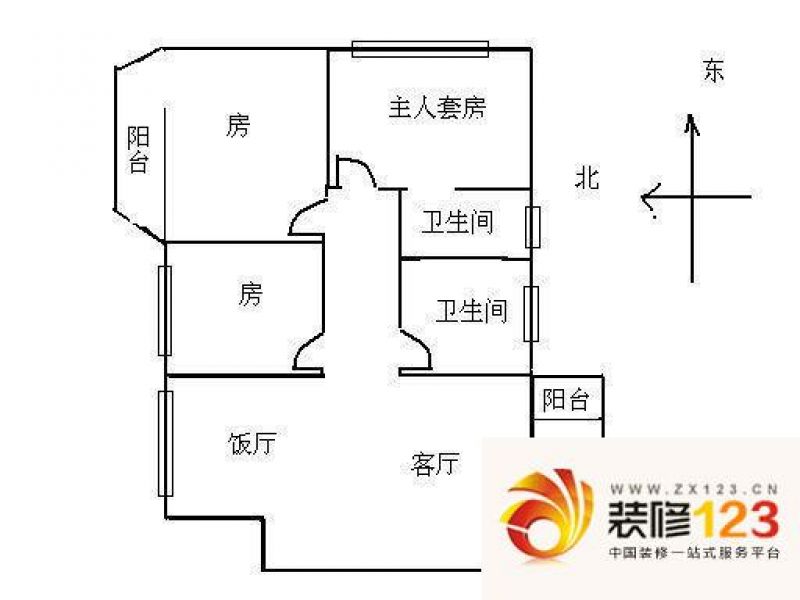 东湖豪苑户型图3室2厅户型图 3室.