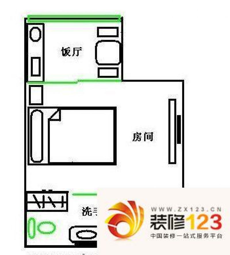 东山公寓户型图1室1厅户型图 1室 .