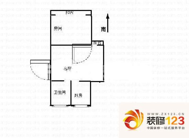 东山公寓户型图1室1厅 户型图 1 .