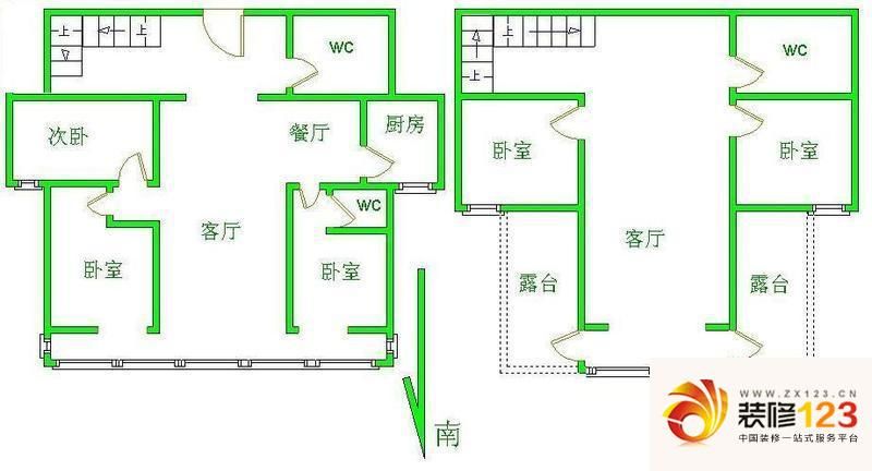 花市枣苑户型图户型图 5室3厅2卫 ...