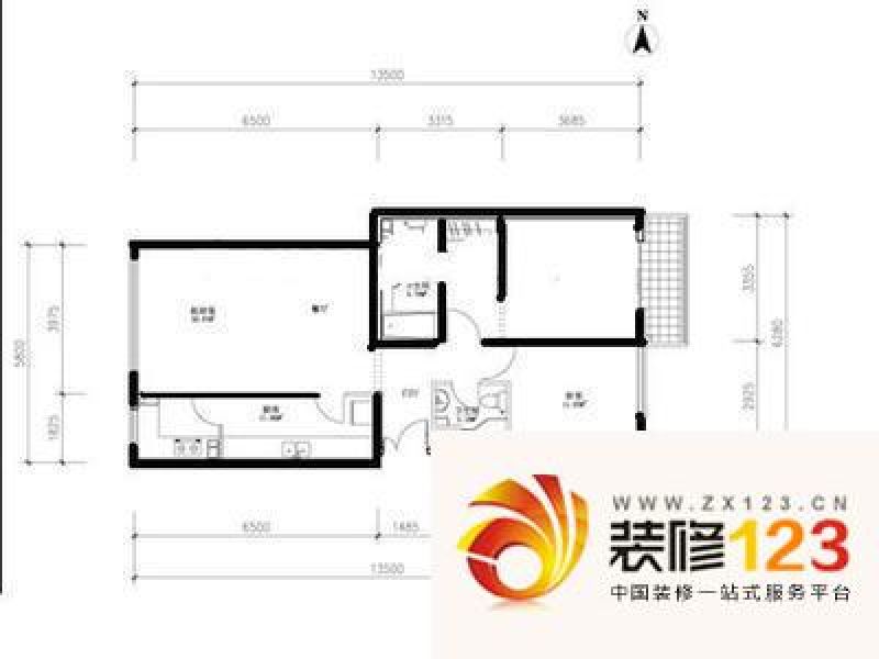 本家润园户型图户型图 2室1厅1卫 ...