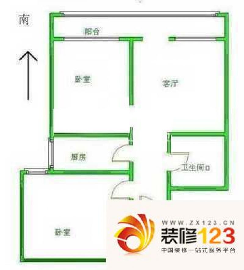 建予园户型图户型图 2室1厅1卫1 ...