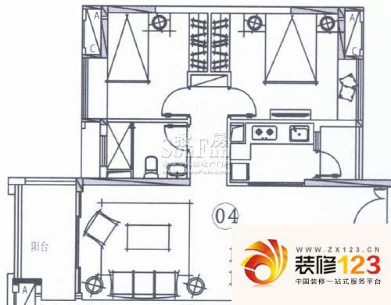 广州力迅原筑力迅原筑户型图2室2厅户型图 2室.