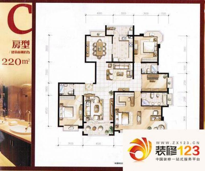 金汇豪庭户型图户型图 3室2厅2卫 .