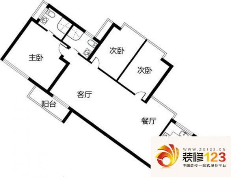 东方曼哈顿户型图户型图 3室2厅2 .