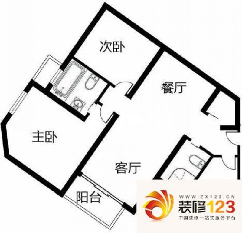 东方曼哈顿户型图户型图 2室2厅2 .