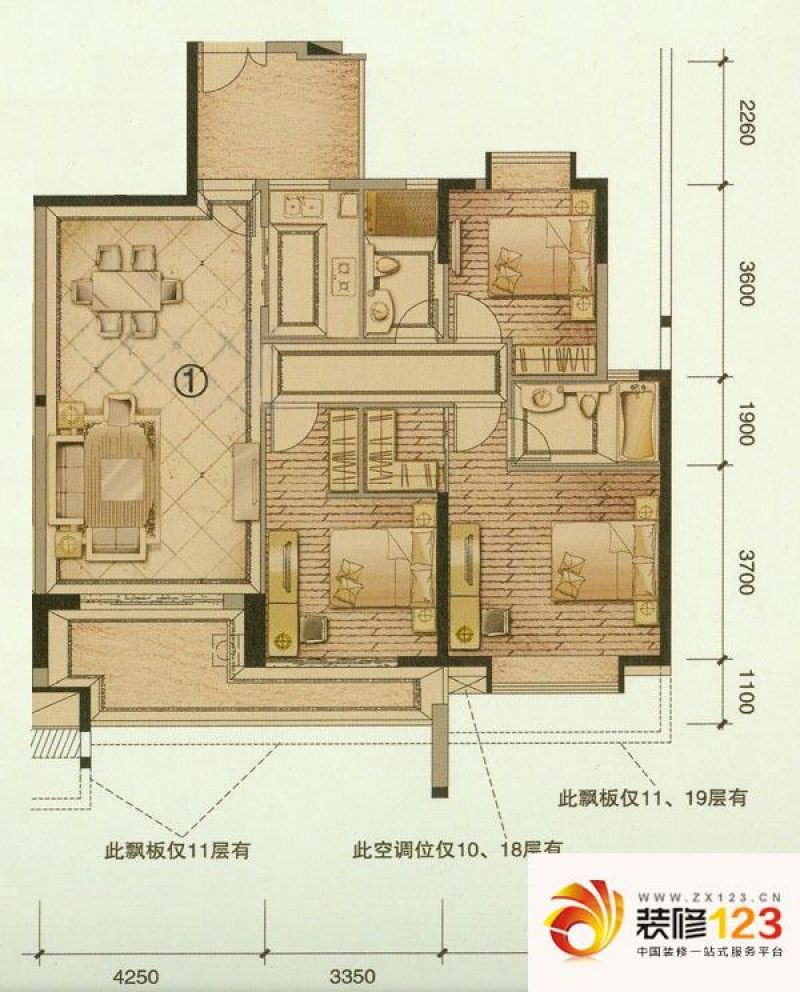 富力君湖华庭 3室 户型图.