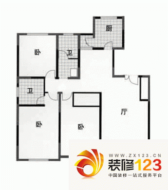 鑫国家园户型图3室2厅1卫1厨 ...