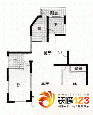 鑫国家园户型图2室2厅1卫1厨 ...