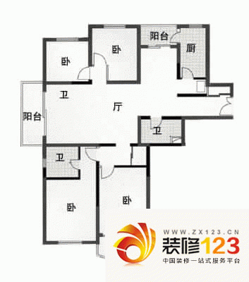 鑫国家园户型图4室2厅1卫1厨 ...