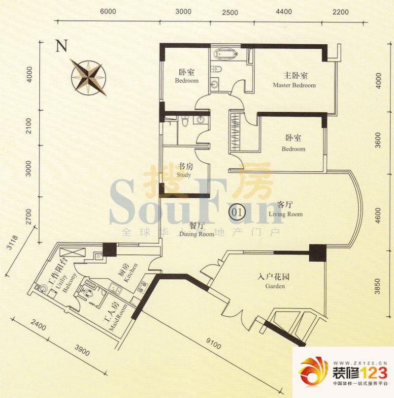 广州博雅首府博雅首府b栋7-11层03户型户型图 .图片