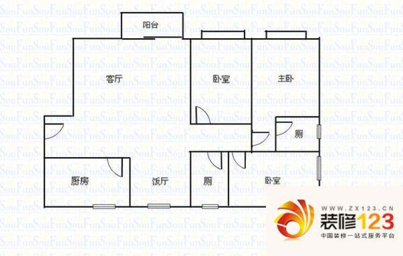 辉洋苑户型图3室2厅户型图 3室2.