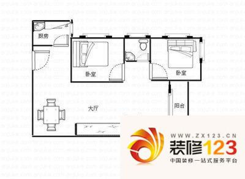 环岛丽园 2室 户型图