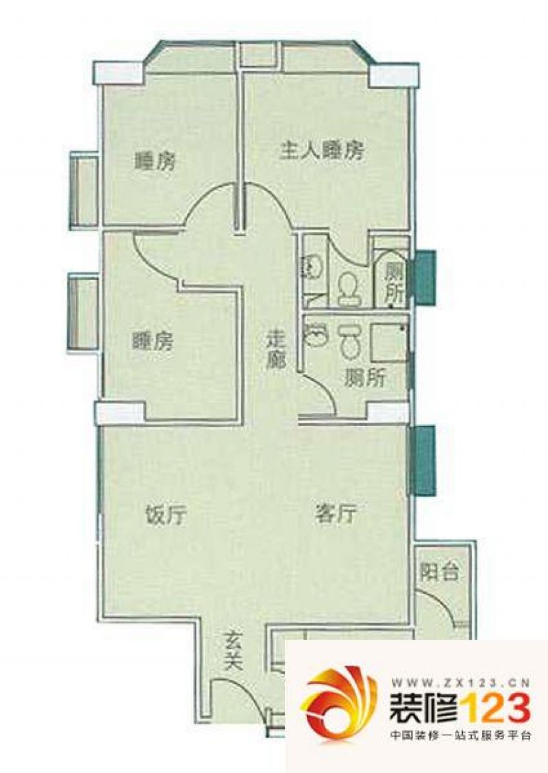 芳草园户型图3室2厅户型图 3室2.