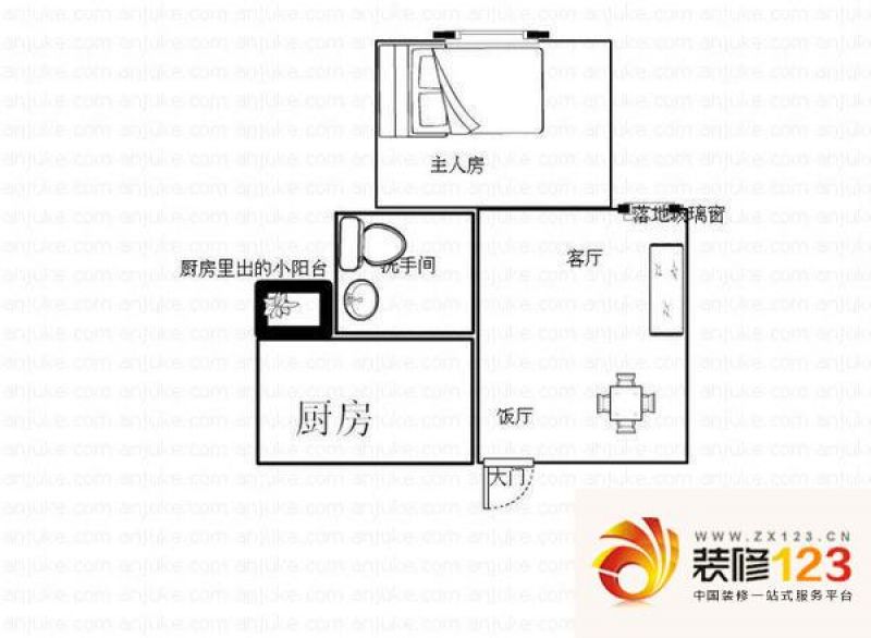 环岛丽园 1室 户型图