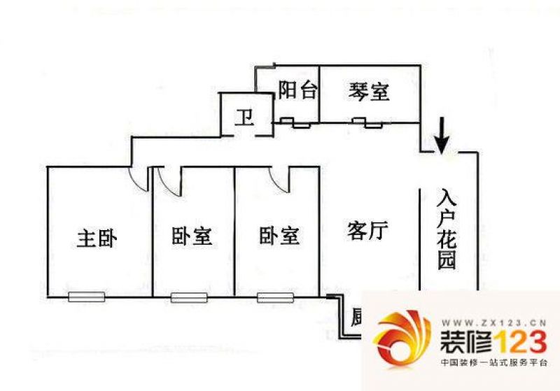 中海康城户型图4室1厅户型图 4室.