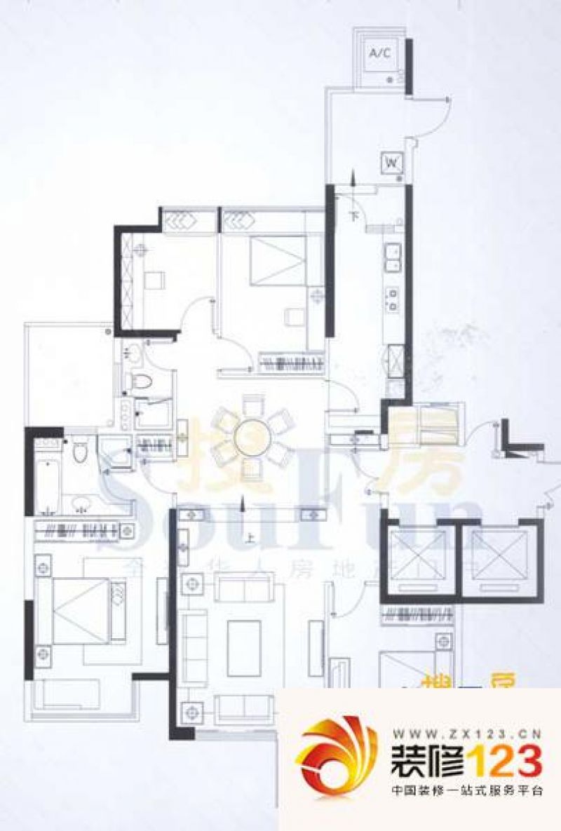 广州粤海丽江花园粤海丽江花园a8栋-401户型户型图.