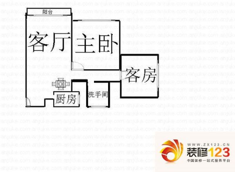 雍翠华府 2室 户型图