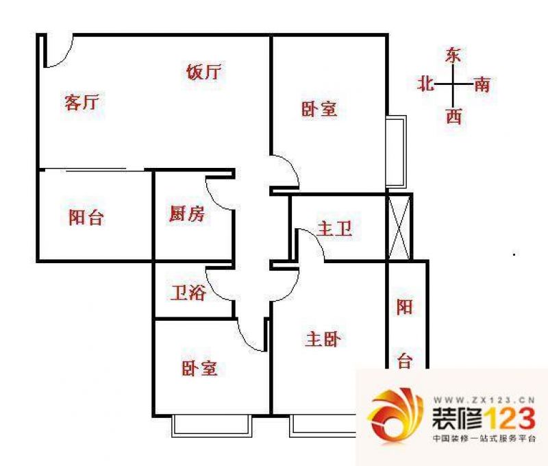 金燕花苑户型图3室2厅户型图 3室.