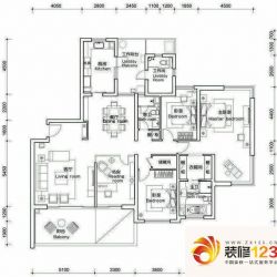 仁恒河滨花园户型图户型图 3室2 ...