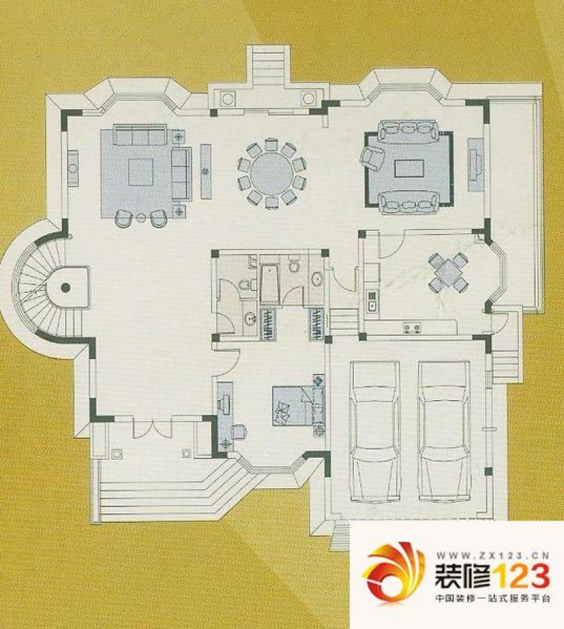 西郊明苑别墅户型图a户型1层 5室 .