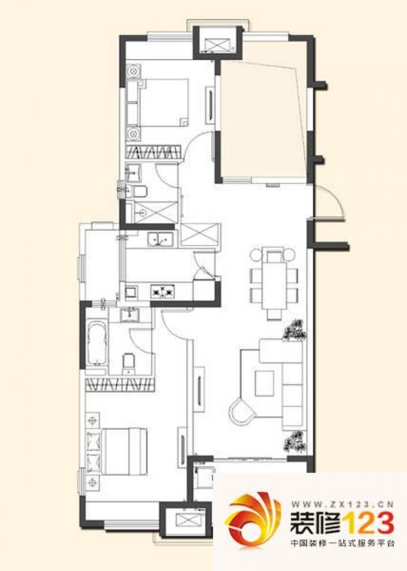 新南路壹号a户型户型图 .