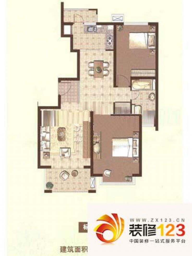 天山河畔花园户型图 户型图 2室1 .