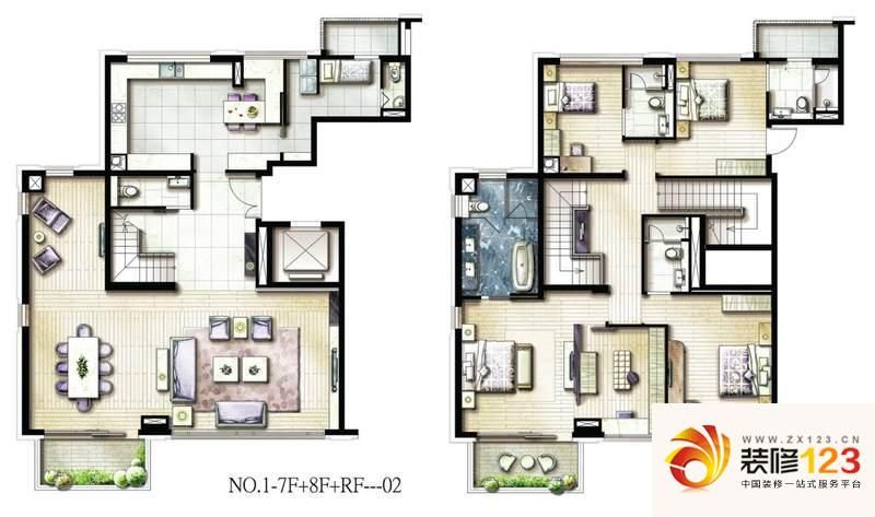 新华路一号1号楼7f8复式户型户型 .