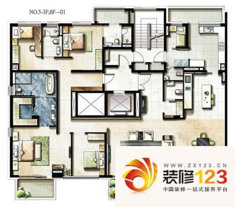 新华路一号户型图五号楼3f大平层.