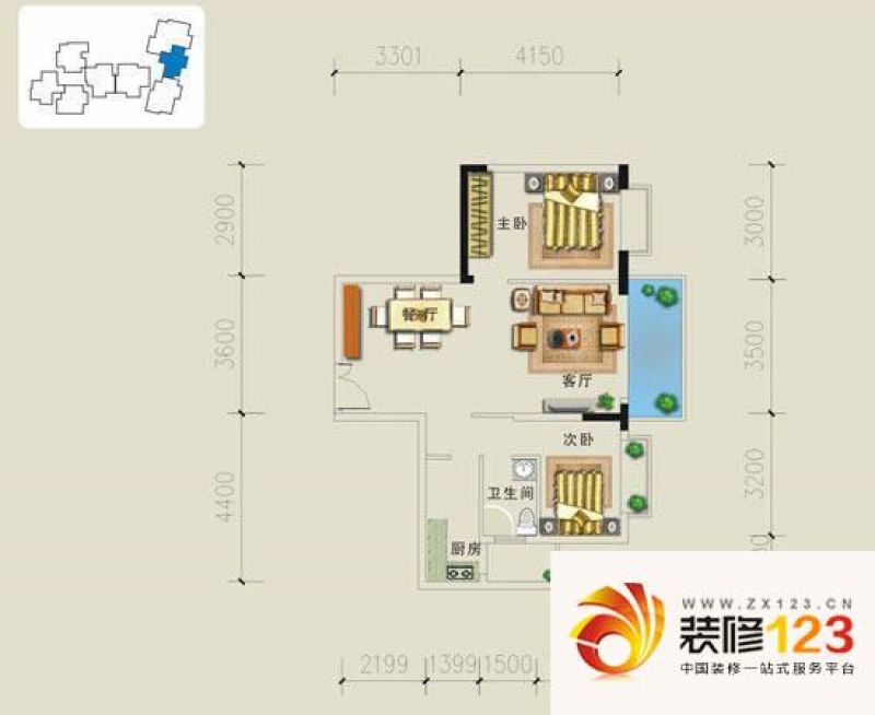 蔚蓝假日雅苑蔚蓝阁c户型户型图 .