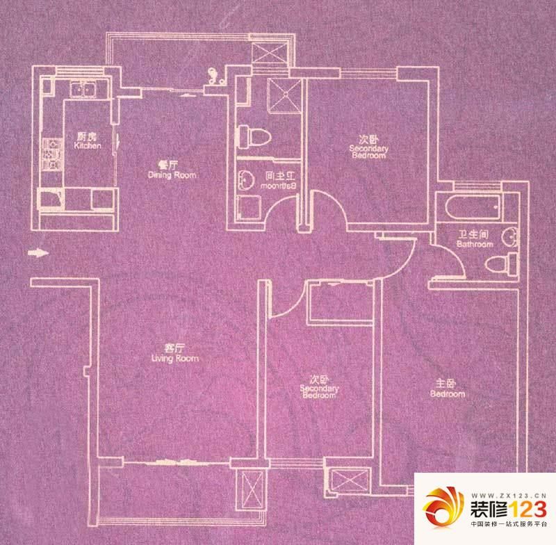 新天地河滨花园户型图户型图 3室.