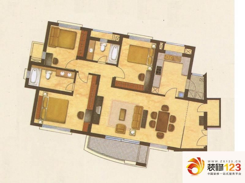 上海花木苑四季雅苑顶层复式户型户型图.