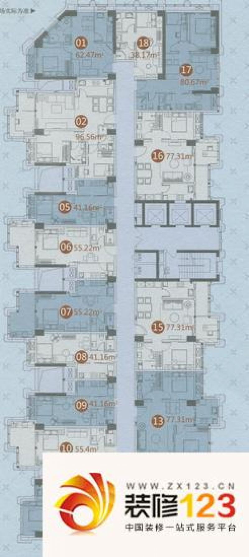 禹洲蓝爵酒店式公寓户型户型图.