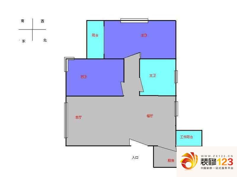 上海 中山广场 2室 户型图.