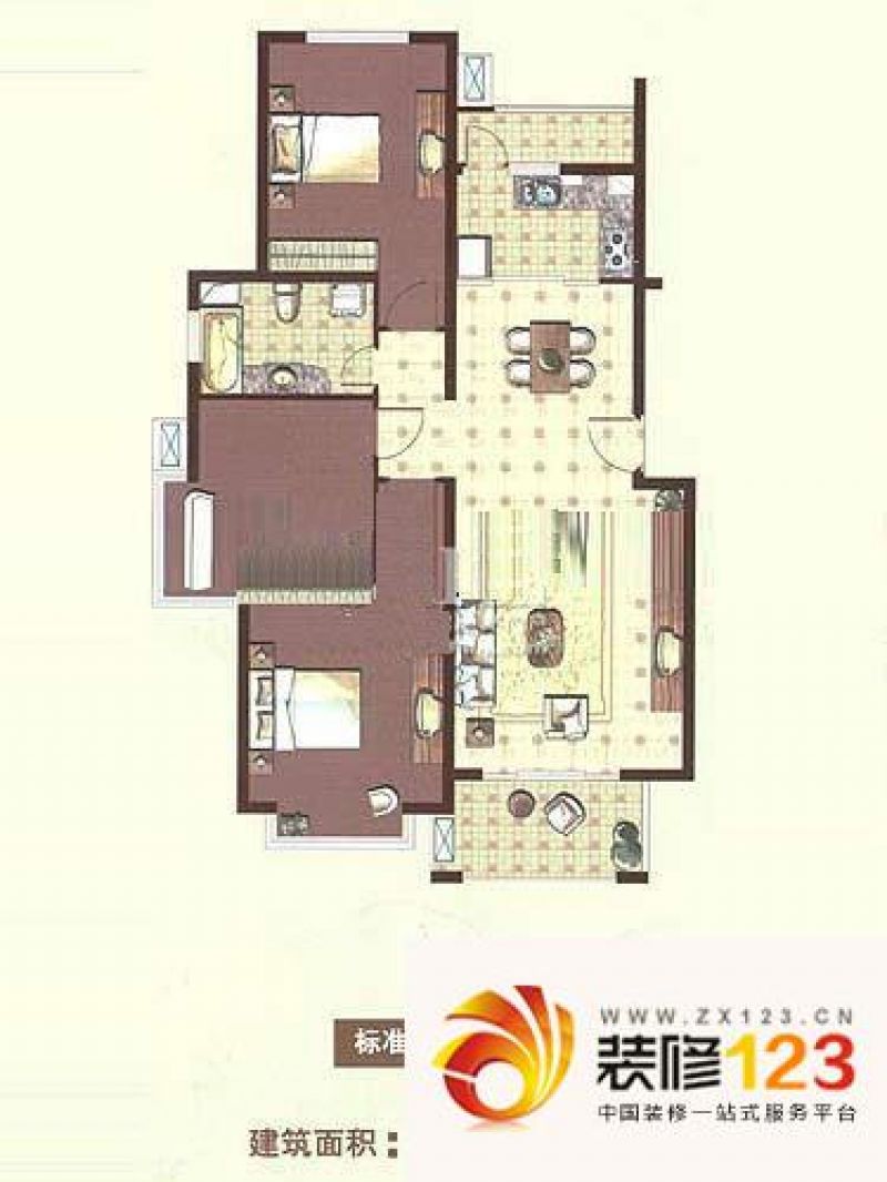 天山河畔花园户型图户型图 2室1 .