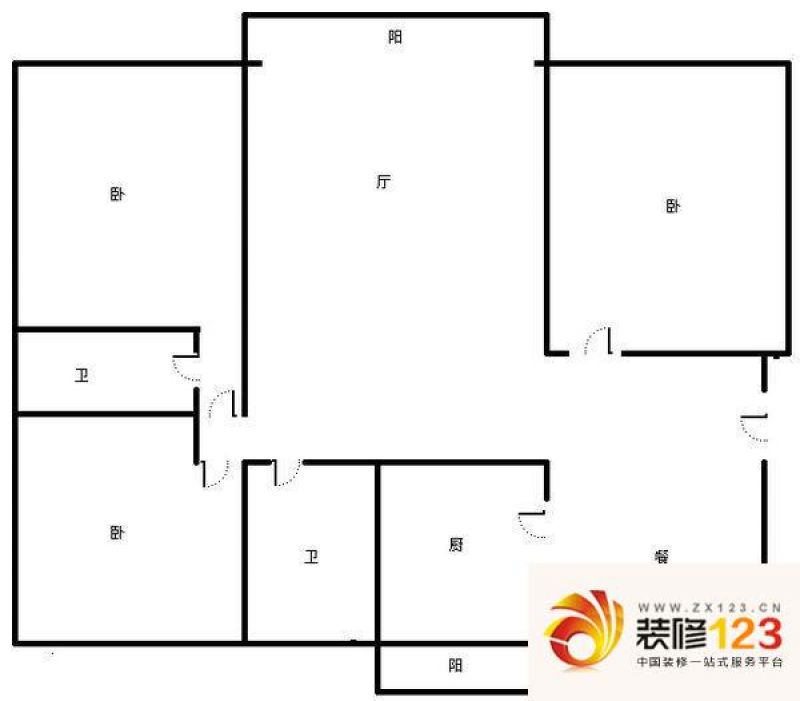 菊园户型图户型图 3室2厅2卫1厨 .