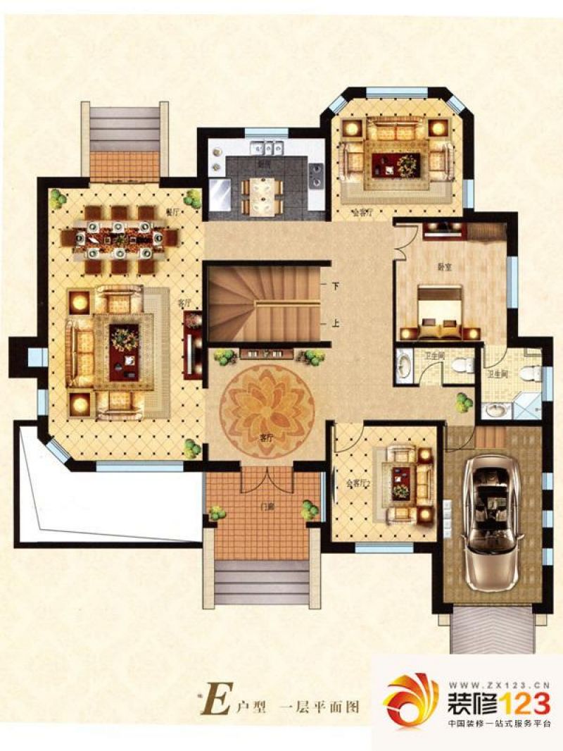 上海新虹桥首府别墅新虹桥首府d户型户型图.