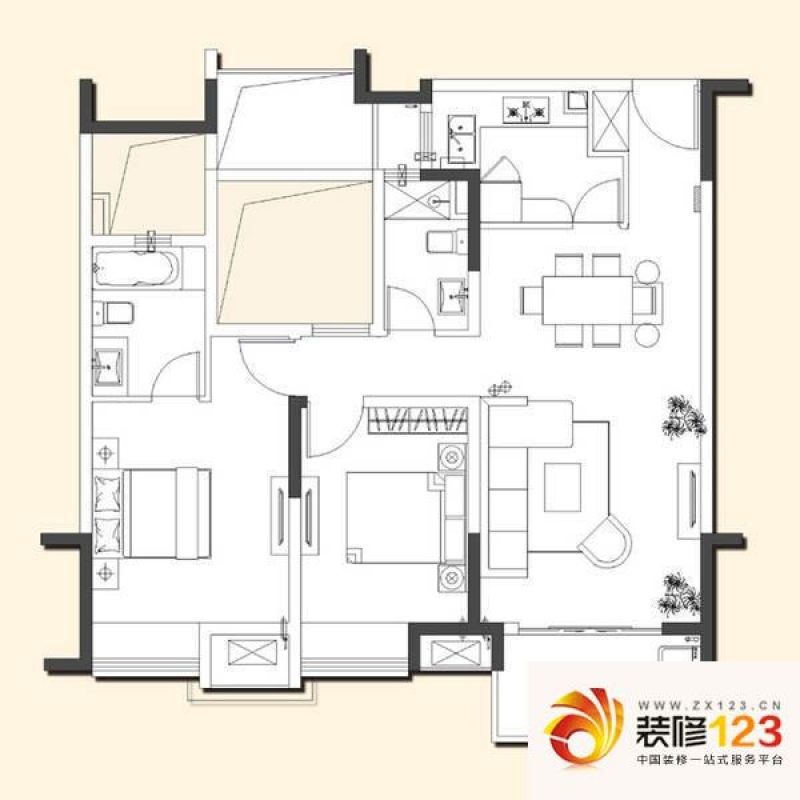 新南路壹号b户型户型图 .