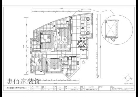 海润滨江花园三室两厅两卫装修效果图+户型图