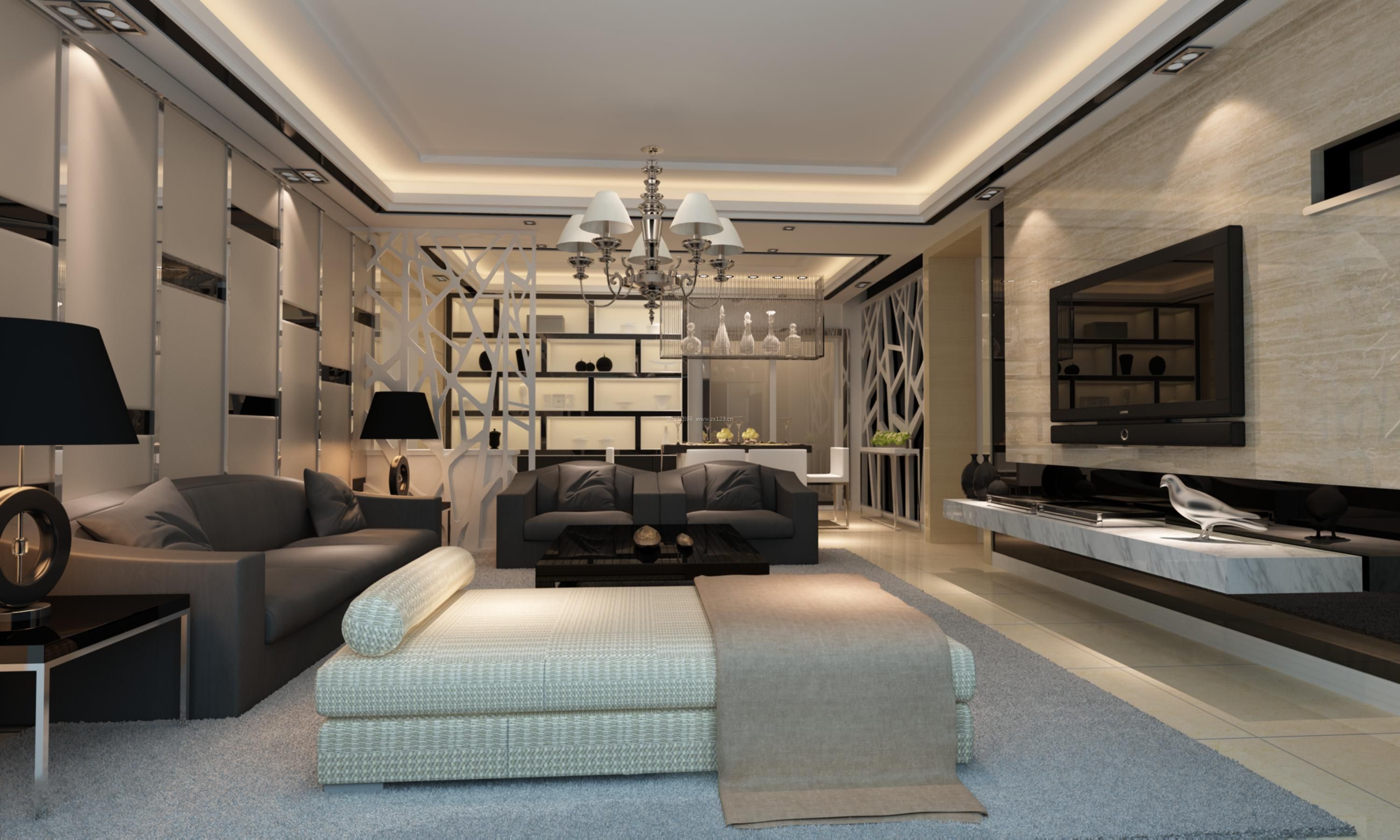 长方形客厅电视背景墙效果图