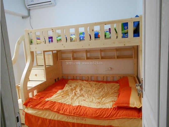 小空间儿童房设计 家装儿童房 双层床 高低床 儿童床 木床 