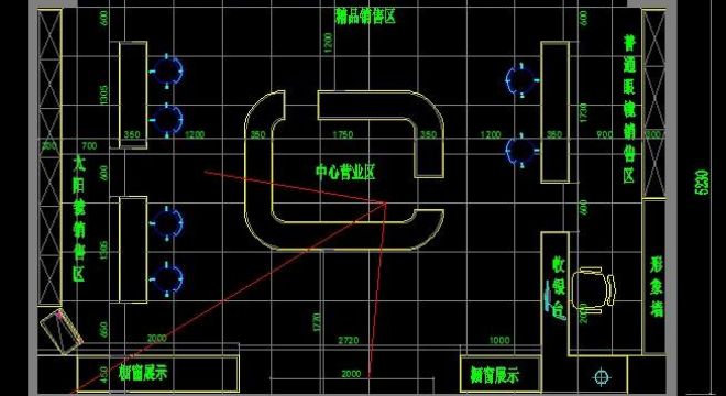 深圳市横岗镇眼镜商铺平面图设计