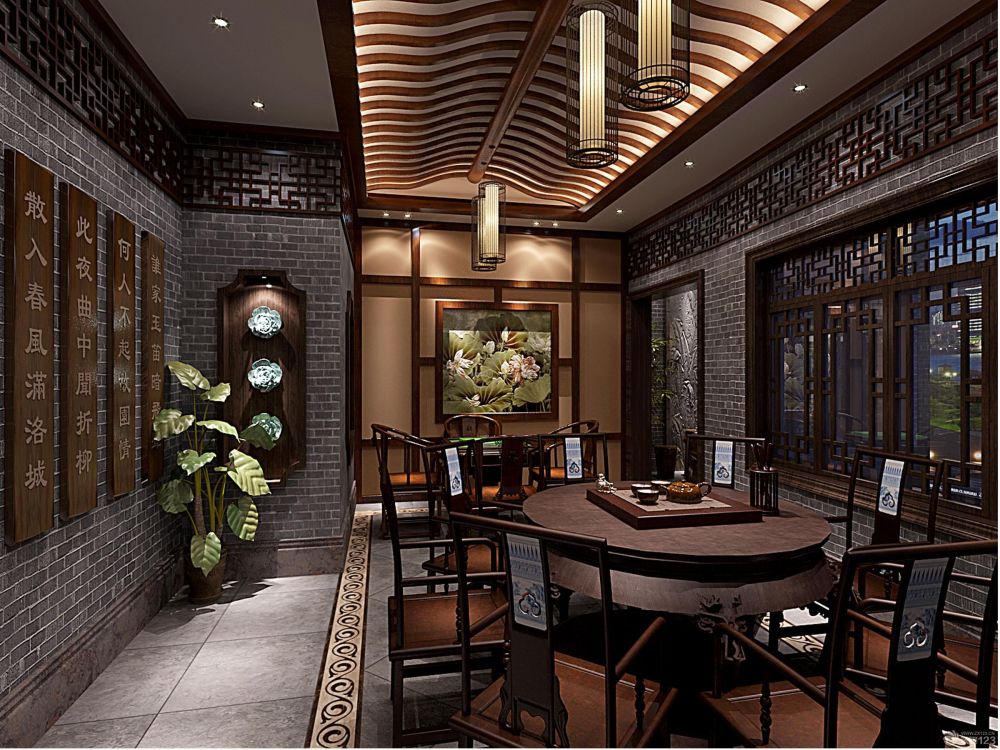 顺德区私房菜馆250平米中式风格