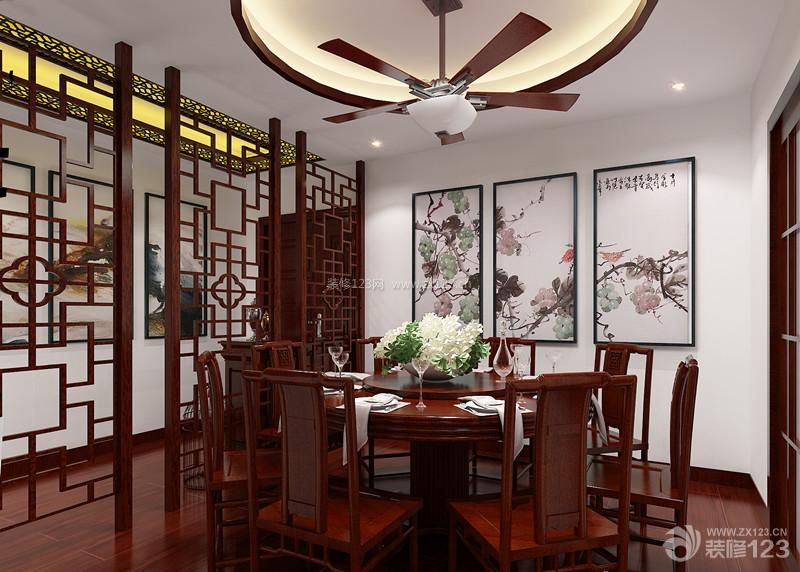 中式风格餐厅屏风隔断装修效果图