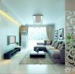 现代简约风格长方形客厅泛白色地砖图片